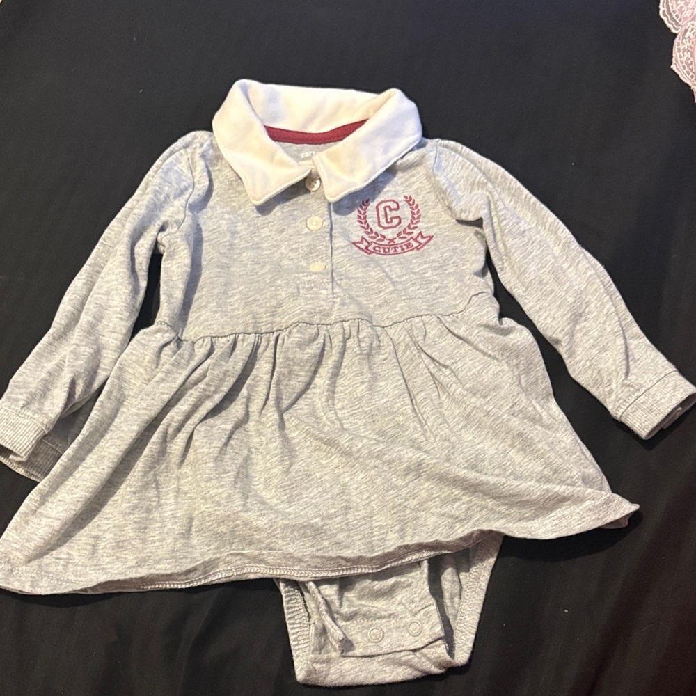 Carter's Gray Long Sleeve Dress with White Collar